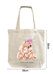 Tote Bag - Bear mom and cub with flower