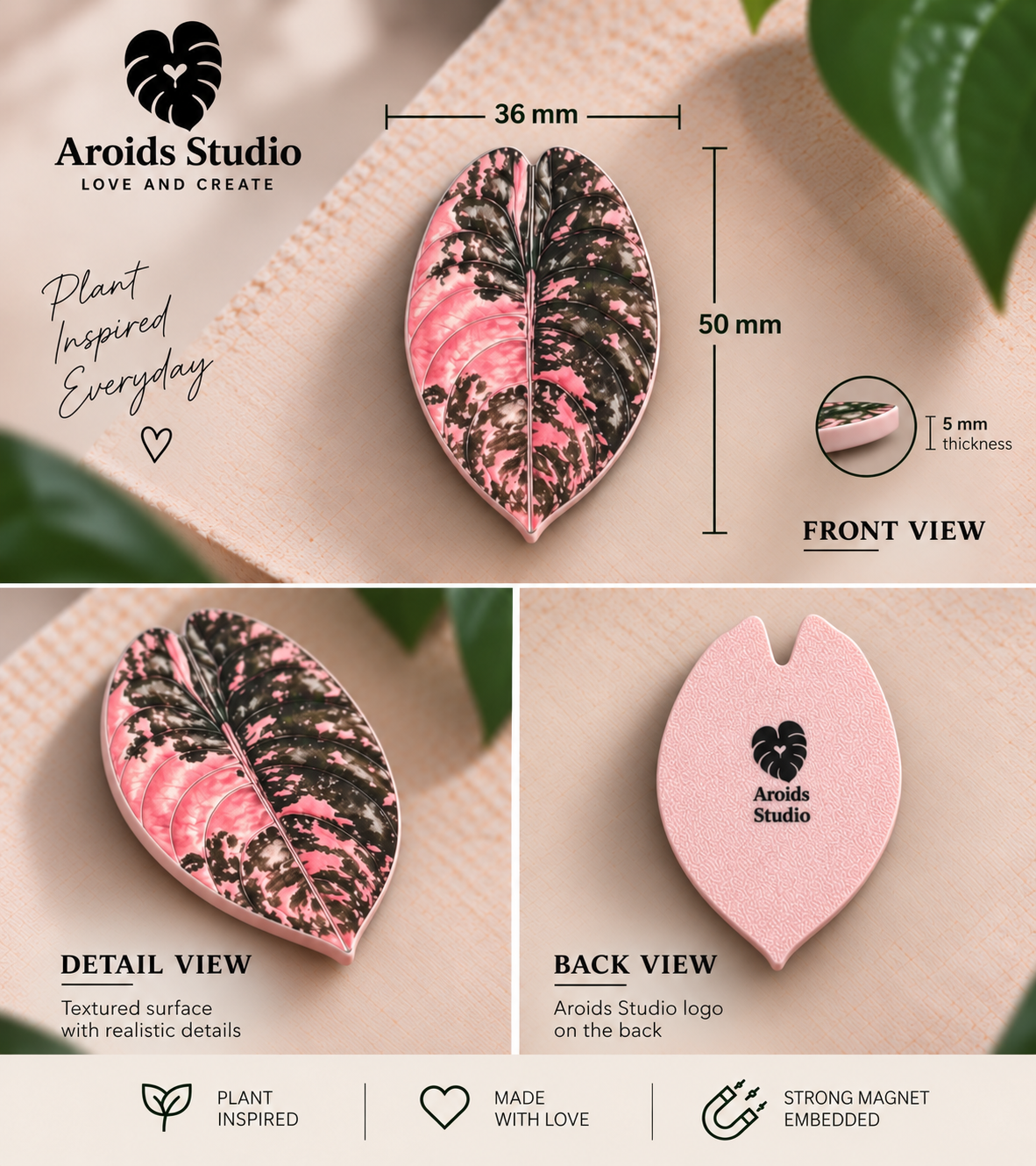 Tropical Leaf Magnet — Alocasia Series