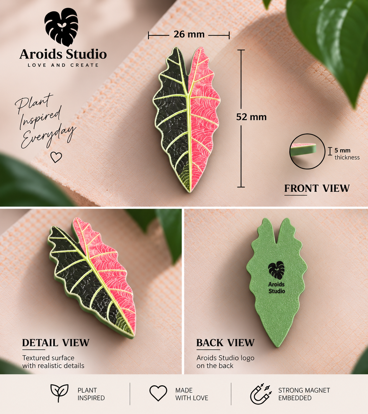 Tropical Leaf Magnet — Alocasia Series