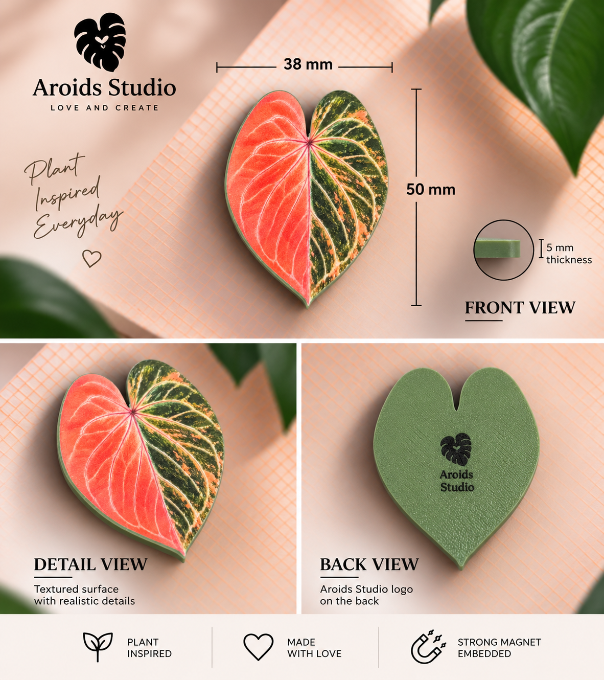 Tropical Leaf Magnet — Anthurium Series
