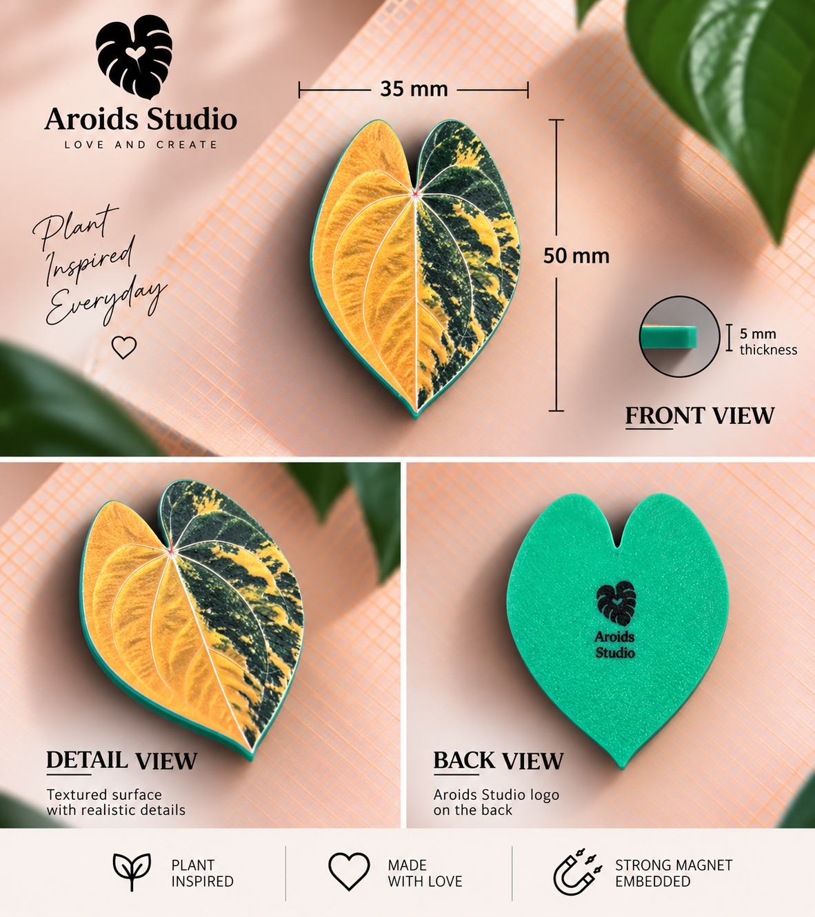 Tropical Leaf Magnet — Anthurium Series