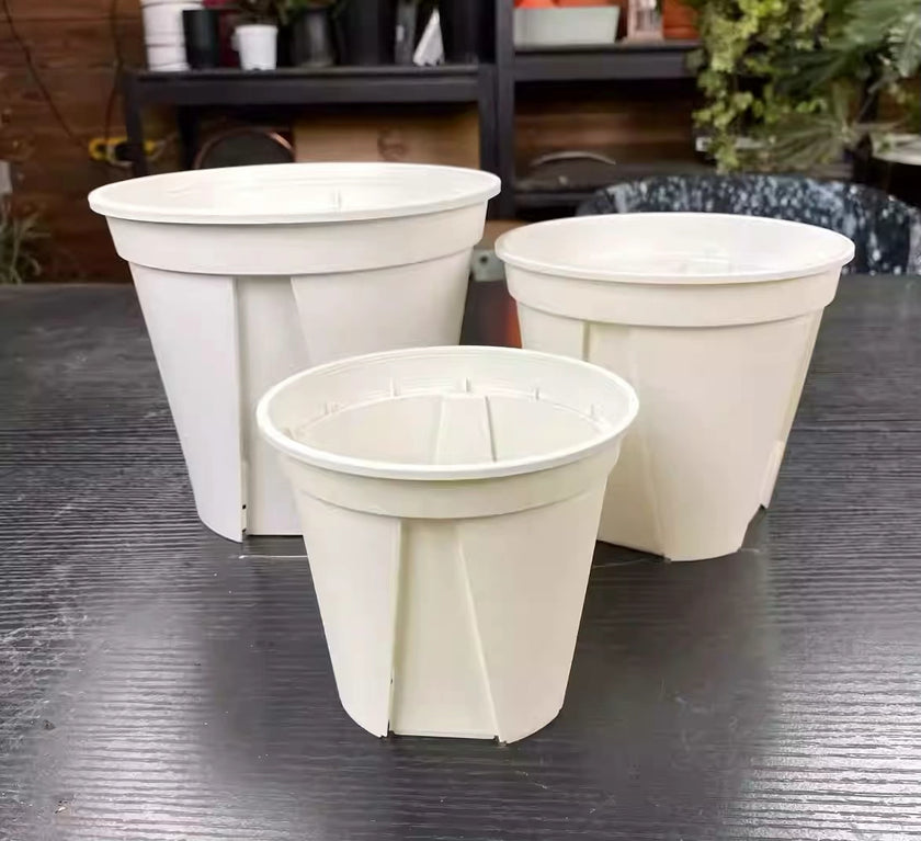 Round Vented White Pot-QINGSHAN (complimentary saucer)